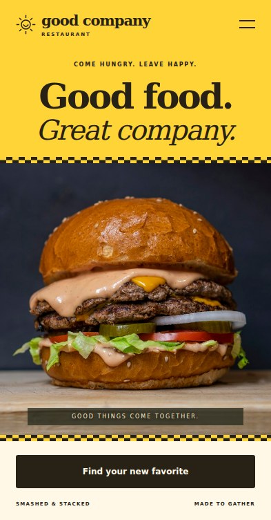 Good Company Restaurant animated homepage preview